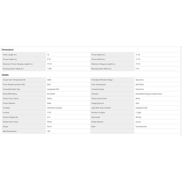 Hollandale 100-Watt Integrated LED White Pendant (Retail $215) - Picture 5 of 9